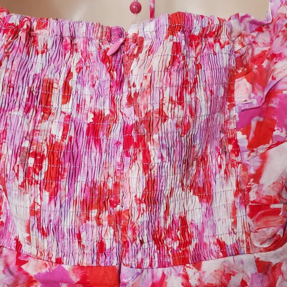 Tuckernuck Hyacinth House Fuschia Brushstrokes Aurora Halter Midi Dress Size XL - Picture 7 of 12